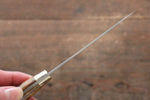 佐治 武士 VG10 黑色大馬士革紋 多用途小刀 日本刀 90mm 茶色牛骨 握把 - 清助刃物