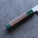 清助 銀三鋼 鎚目 牛刀 日本刀 210mm 核桃木（兩側帶綠色環型設計） 握把 - 清助刃物