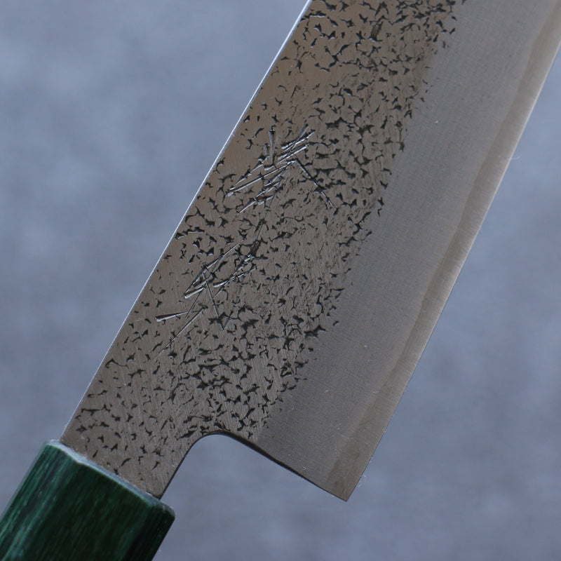 清助 超級青鋼 鎚目 文化刀 日本刀 165mm 核桃木（兩側帶綠色環型設計） 握把 - 清助刃物