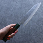 清助 超級青鋼 鎚目 文化刀 日本刀 185mm 核桃木（兩側帶綠色環型設計） 握把 - 清助刃物
