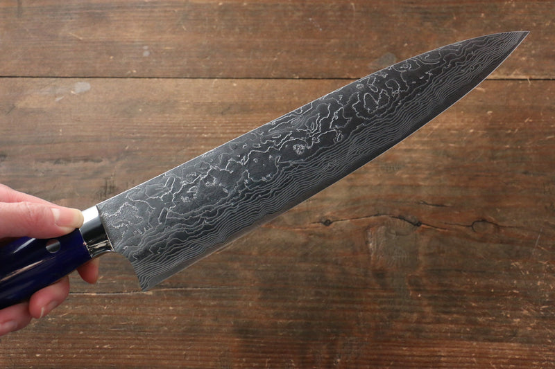 佐治 武士 R2/SG2 鑽石面處理 大馬士革紋 牛刀 日本刀 240mm 海軍藍土耳其石（野村型） 握把 - 清助刃物