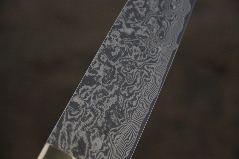 佐治 武士 R2/SG2 黑色大馬士革紋 多用途小刀  135mm 橘色牛骨 握把 - 清助刃物