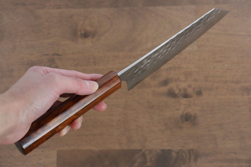 加藤 義實 銀三鋼 鎚目 文化刀  165mm 日本柳杉（漆塗）握把 - 清助刃物