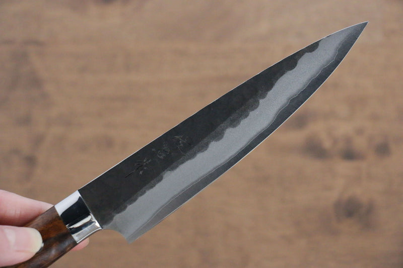 佐治 武士 超級青鋼 黑打 鎚目 多用途小刀  135mm 鐵木 握把 - 清助刃物