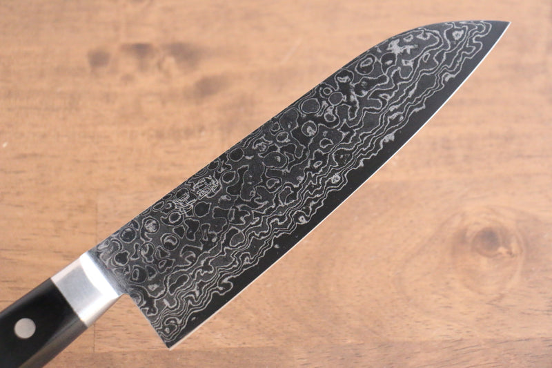 清助 鏡子 AUS10 鏡面處理 大馬士革紋 三德刀  170mm 黑合成木 握把 - 清助刃物