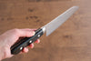 清助 鏡子 AUS10 鏡面處理 大馬士革紋 三德刀 日本刀 170mm 黑合成木 握把 - 清助刃物