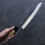 加藤 義實 白鋼 黑 牛刀  210mm 木蘭 握把 - 清助刃物