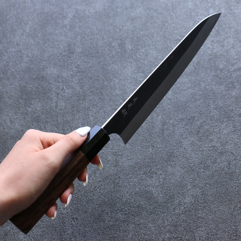 加藤 義實 白鋼 黑 牛刀 日本刀 210mm 雞翅木 握把 - 清助刃物