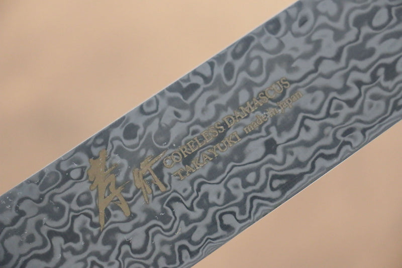 堺 孝行 無芯 大馬士革紋 劍型柳刃  260mm 黑米卡塔（樹脂複合材料）握把 - 清助刃物