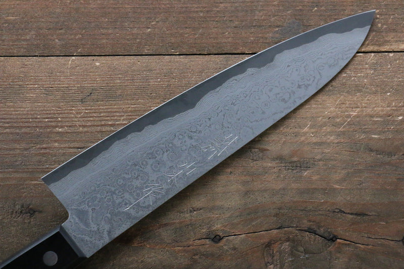 山本 直 VG10 黑色大馬士革紋 牛刀  200mm 黑合成木握把 - 清助刃物