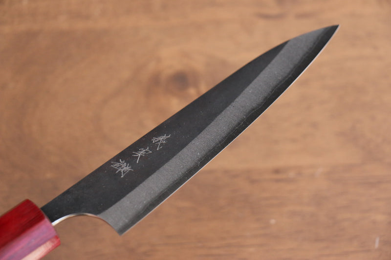 加藤 義實 超級青鋼 黑打 多用途小刀  120mm 紫檀木 握把 - 清助刃物