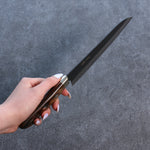 清助 超級青鋼 黑 三德刀  180mm 茶色合成木 握把 - 清助刃物