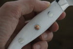 黑崎 優 R2/SG2 鎚目 多用途小刀 日本刀 130mm 白人造大理石握把 - 清助刃物
