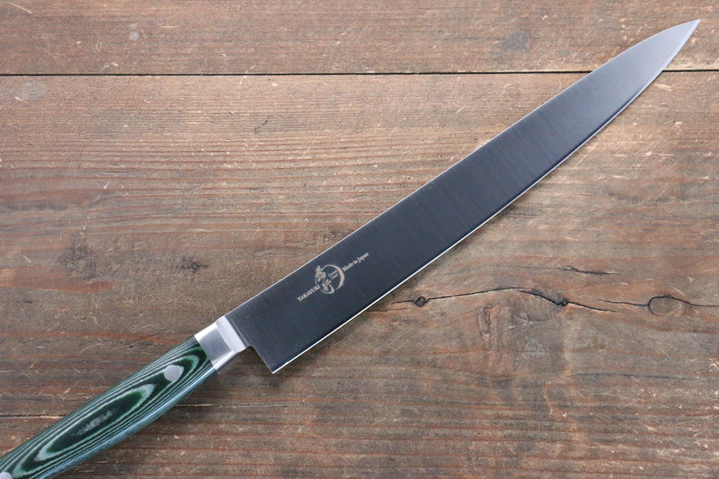 堺 孝行 大廚系列 不鏽鋼 筋引  240mm 綠米卡塔（樹脂複合材料）握把 - 清助刃物