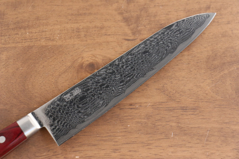 清助 海浪 AUS10 鏡面處理 大馬士革紋 牛刀  210mm 紅合成木 握把 - 清助刃物