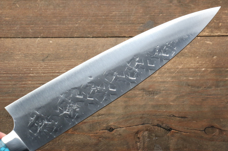 佐治 武士 SRS13 鎚目 牛刀 日本刀 210mm 藍土耳其石（野村型） 握把 - 清助刃物