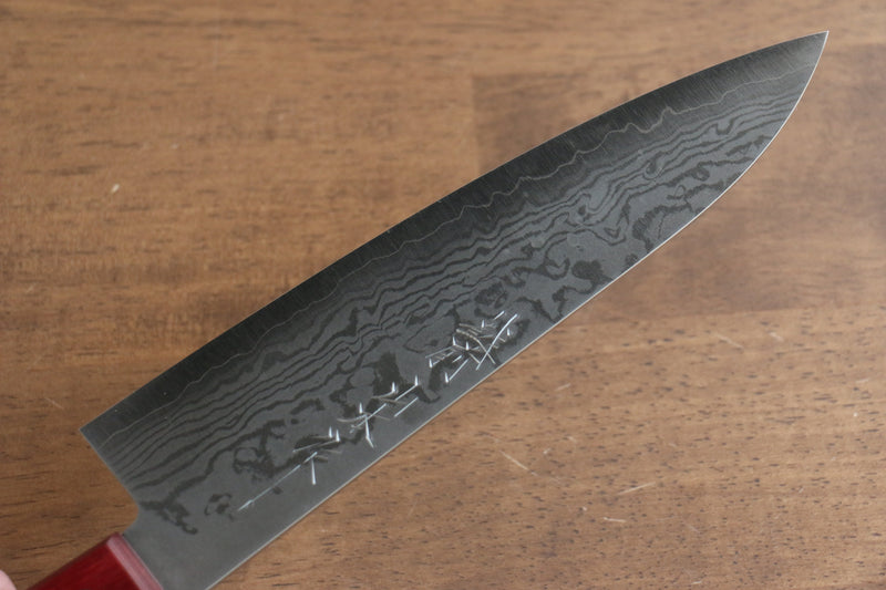 山本 直 VG10 大馬士革紋 牛刀 日本刀 180mm 紅合成木 握把 - 清助刃物