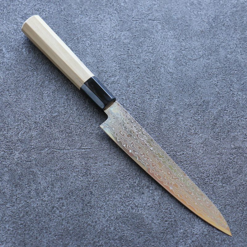 三寿ゞ (Misuzu) AUS10 大馬士革紋 打磨處理 多用途小刀  150mm 木蘭 握把 - 清助刃物