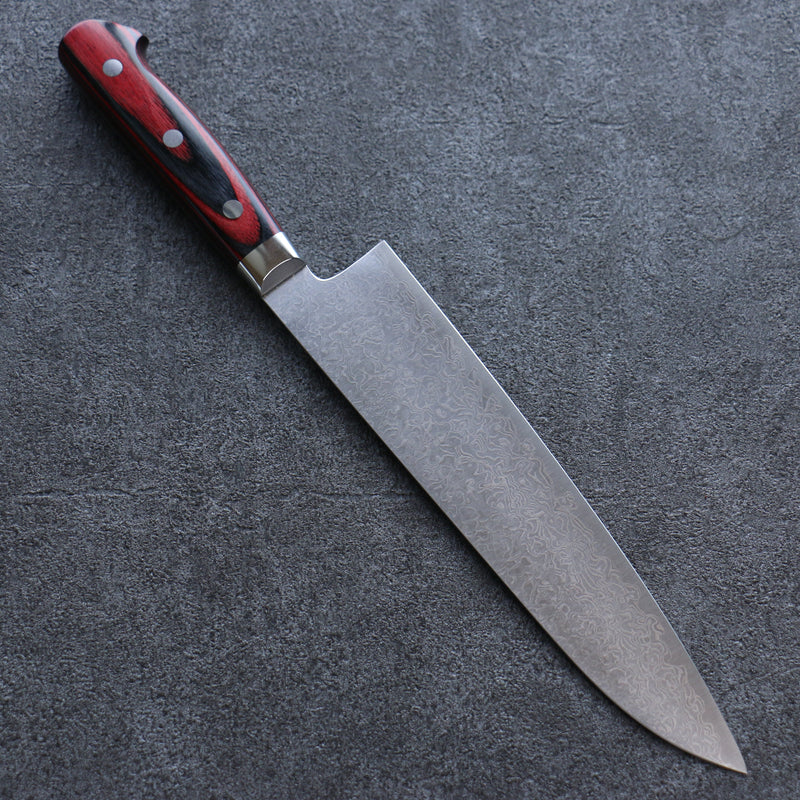 加藤 義實 VG10 大馬士革紋 打磨處理 牛刀 日本刀 210mm 紅合成木 握把 - 清助刃物