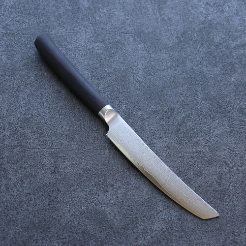 志津匠 VG10 大馬士革紋 牛排刀  130mm 黑合成木 握把 - 清助刃物