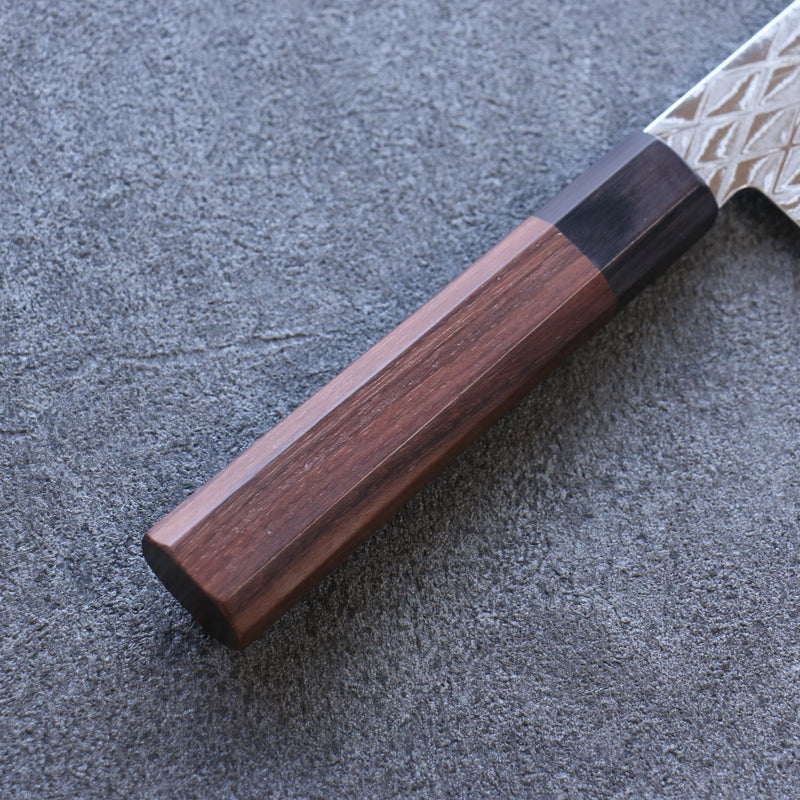 清助 AUS10 鏡面菱格紋 三德刀 日本刀 180mm 茶色合成木 握把 - 清助刃物