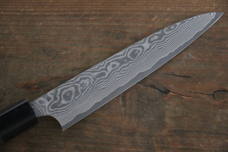 佐治 武士 VG10 黑色大馬士革紋 多用途小刀  150mm 紫檀木 握把 - 清助刃物