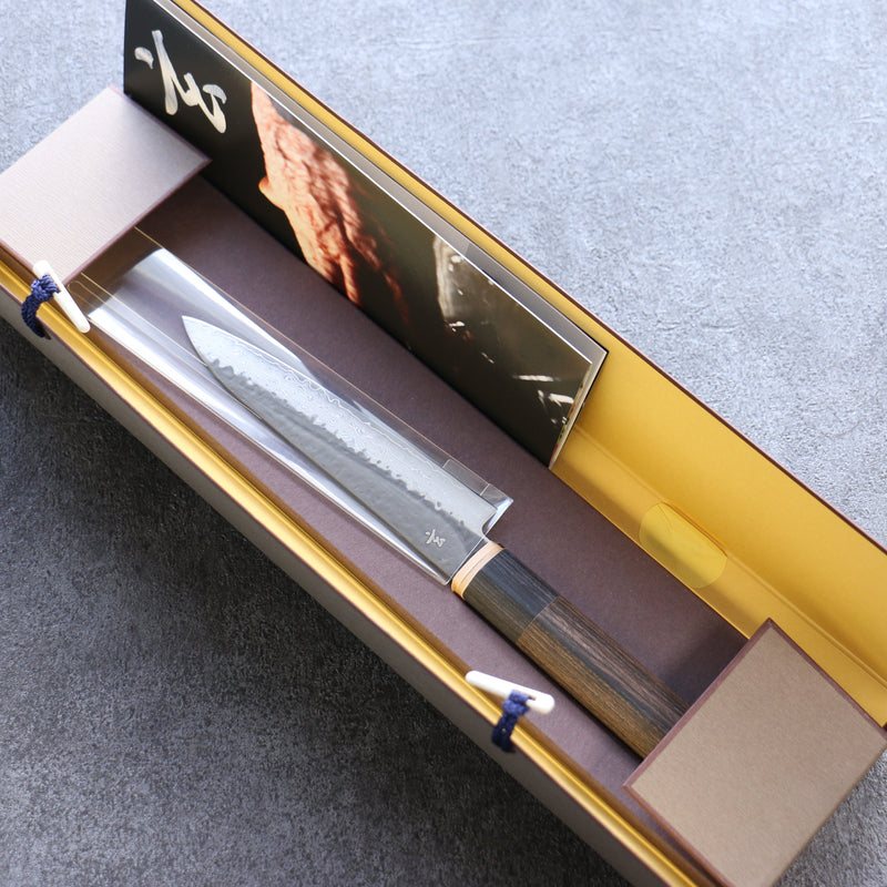志津匠 玄 VG10 鎚目 黑打 多用途小刀 日本刀 130mm 茶色合成木 握把 - 清助刃物