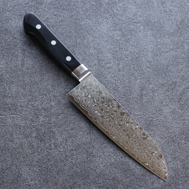 清助 AUS10 45層大馬士革紋 三德刀 日本刀 165mm 黑合成木 握把 - 清助刃物