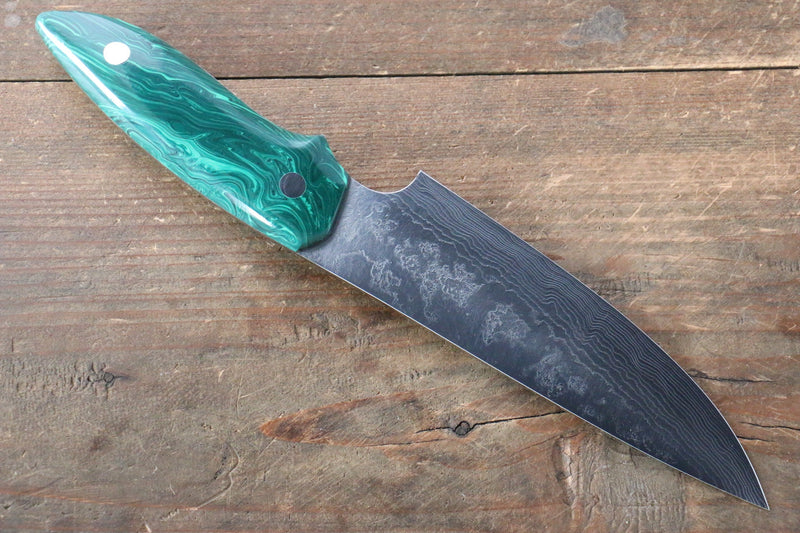 佐治 武士 無芯 鏡面處理 小三德刀 日本刀 130mm 綠土耳其石（野村型） 握把 - 清助刃物