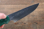 佐治 武士 無芯 鏡面處理 小三德刀 日本刀 130mm 綠土耳其石（野村型） 握把 - 清助刃物