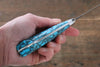 佐治 武士 R2/SG2 鑽石面處理 大馬士革紋 多用途小刀  130mm 藍土耳其石（野村型） 握把 - 清助刃物