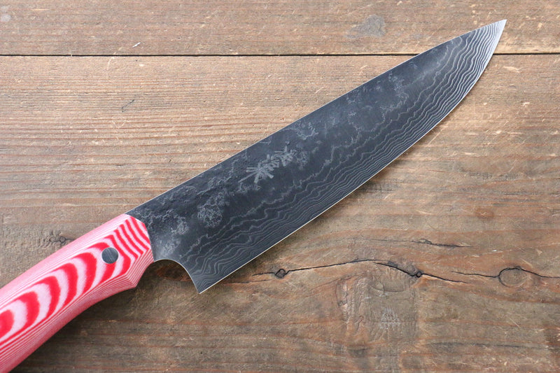 佐治 武士 無芯 鏡面處理 牛刀 日本刀 180mm 野村型紅白米卡塔（樹脂複合材料） 握把 - 清助刃物