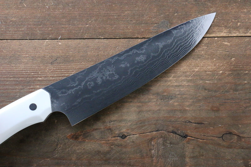 佐治 武士 無芯 鏡面處理 牛刀 日本刀 180mm 野村作白人造大理石 握把 - 清助刃物