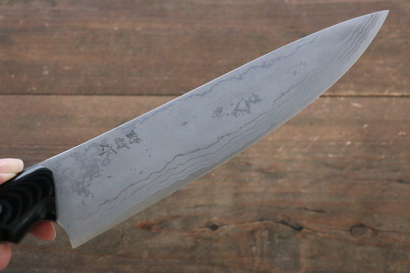 野村 白鋼二號 大馬士革紋 牛刀  210mm 米卡塔（樹脂複合材料）握把 - 清助刃物