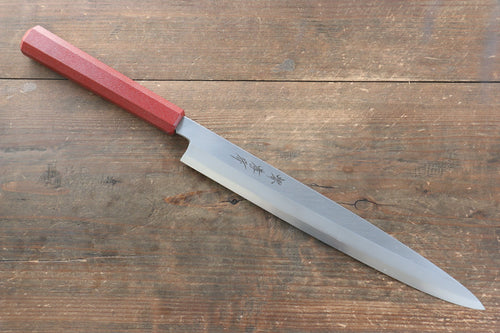 堺 孝行 七色 INOX 鉬鋼 柳刃  270mm ABS 樹脂（紅色珠光）握把 - 清助刃物