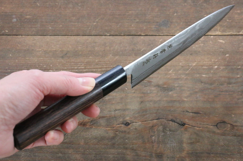 兼常 青鋼二號 大馬士革紋 多用途小刀  135mm 紫檀木 握把 - 清助刃物