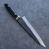 佐治 武士 超級青鋼 黑打 大馬士革紋 切付牛刀 日本刀 210mm 黑米卡塔（樹脂複合材料） 握把 - 清助刃物