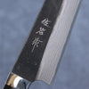 佐治 武士 超級青鋼 黑打 大馬士革紋 切付牛刀 日本刀 180mm 黑米卡塔（樹脂複合材料） 握把 - 清助刃物