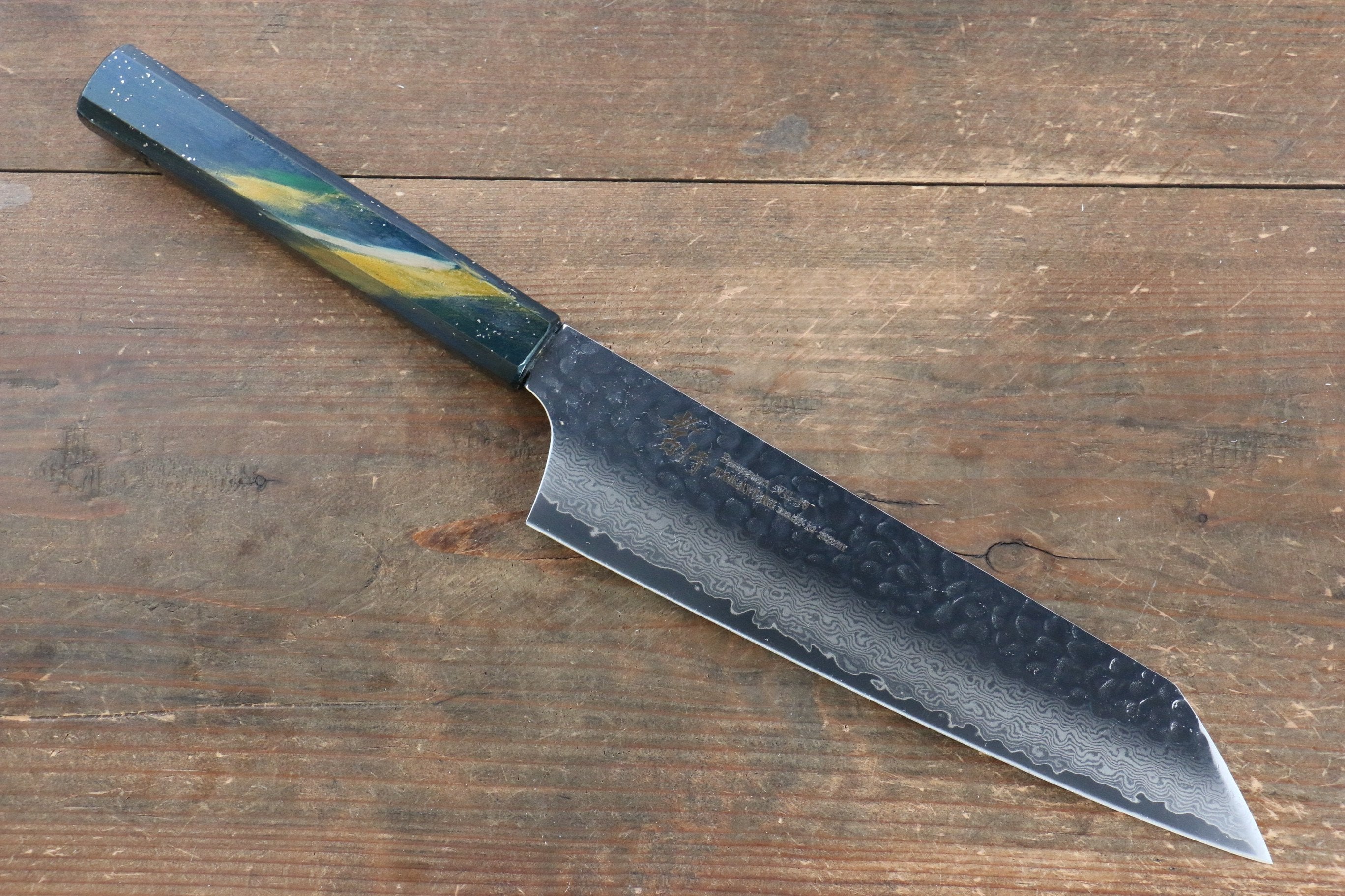 堺 孝行 VG10 33層大馬士革紋 劍型牛刀  190mm 櫟木漆塗（彩石）握把 - 清助刃物