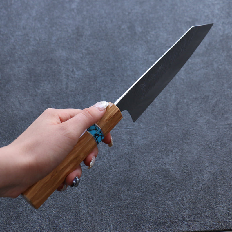 黑崎 優 風神 SPG2 鎚目 文化刀 日本刀 165mm 橄欖樹（口輪：土耳其石環型設計） 握把 - 清助刃物