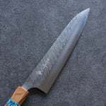 黑崎 優 風神 SPG2 鎚目 牛刀 日本刀 210mm 橄欖樹（口輪：土耳其石環型設計） 握把 - 清助刃物