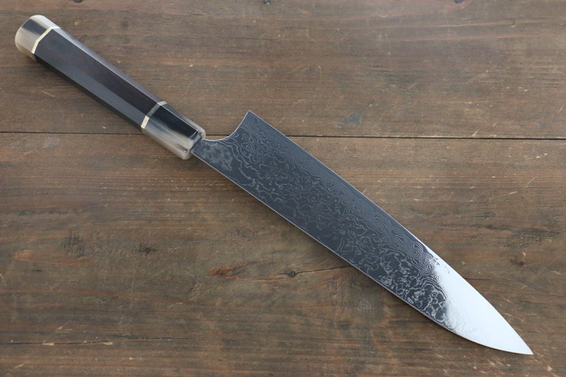 佐治 武士 R2/SG2 鏡面處理 大馬士革紋 牛刀  270mm 黑檀（兩側帶環型設計） 握把 - 清助刃物