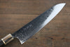 佐治 武士 R2/SG2 鏡面處理 大馬士革紋 牛刀  270mm 黑檀（兩側帶環型設計） 握把 - 清助刃物