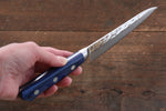 清助 藍雲 VG10 33層 大馬士革紋 多用途小刀  135mm 青合成木 握把 附刀鞘 - 清助刃物