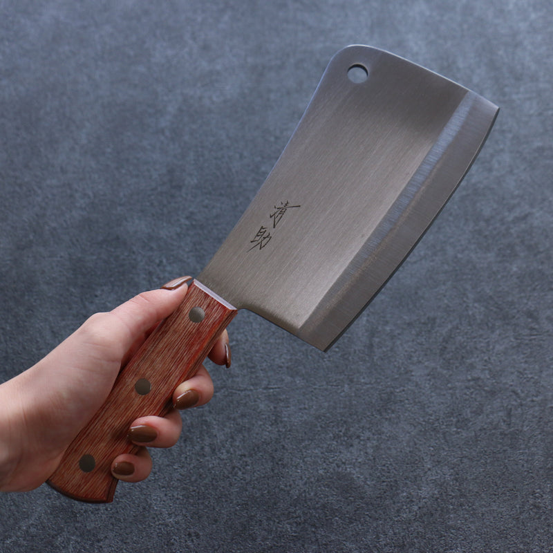 清助 不鏽鋼 剁刀 日本刀 170mm 茶色合成木 握把 - 清助刃物