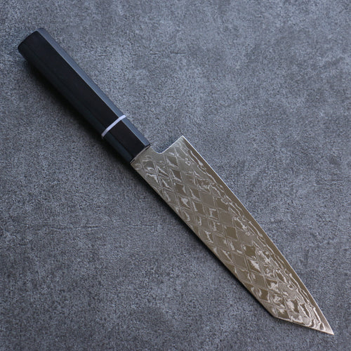 清助 AUS10 鏡面菱格紋 文化刀 日本刀 180mm 黑合成木 握把 - 清助刃物