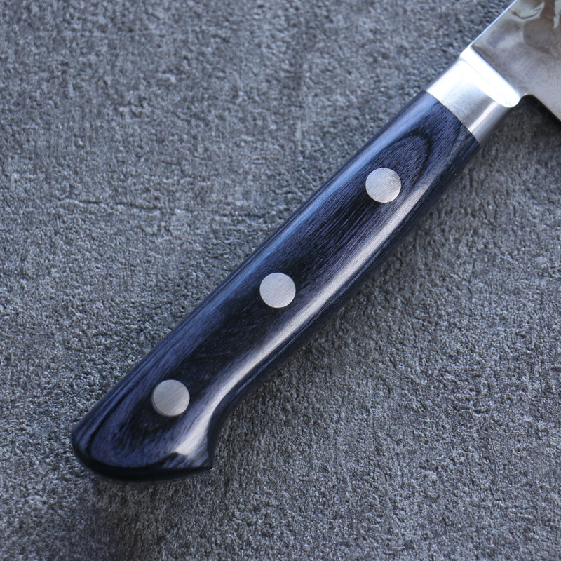 清助 藍雲 VG10 33層 大馬士革紋 多用途小刀 日本刀 135mm 深藍色合成木 握把 附刀鞘 - 清助刃物