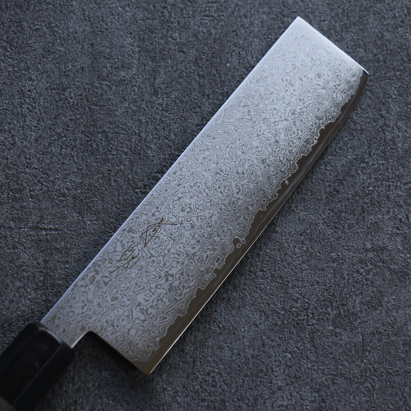 清助 VG10 大馬士革紋 菜切 日本刀 180mm 灰色合成木 握把 - 清助刃物