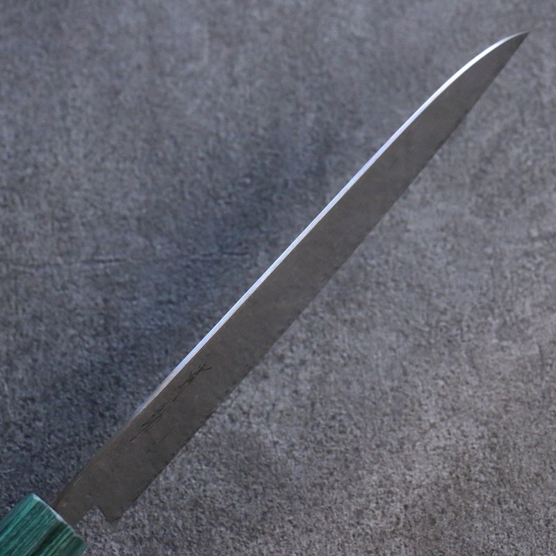 清助 AUS10 鏡面菱格紋 三德刀 日本刀 180mm 紫檀木（口輪：綠合成木） 握把 - 清助刃物