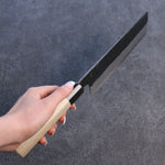 菊月 白鋼二號 黑打 菜切 日本刀 180mm 木蘭 握把 - 清助刃物